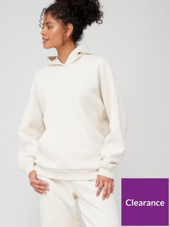 front image of adidas-sportswear-womens-sportswear-all-szn-fleece-boyfriend-hoodie-off-white