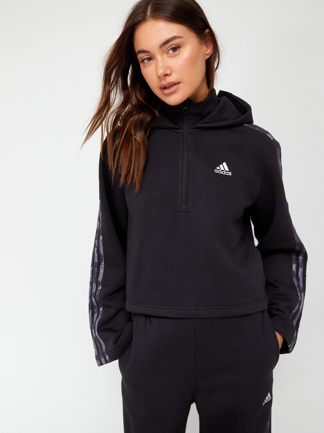 adidas Sportswear Future Icons 3 Stripe Full Zip Hoodie - Plus Size - Black