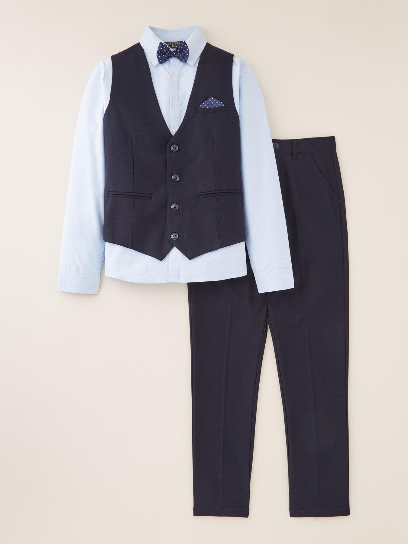Eve and Milo Children's Trouser, Waistcoat and Shirt Suit - Navy ...