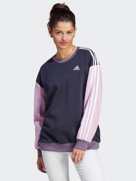 adidas-sportswear-essentials-3-stripes-oversized-fleece-sweatshirt-navy