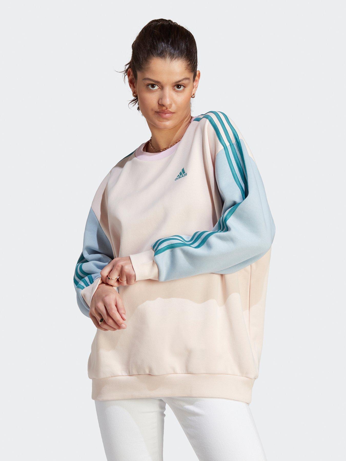 Women's adidas 3 stripe fleece 2024 crewneck sweatshirt