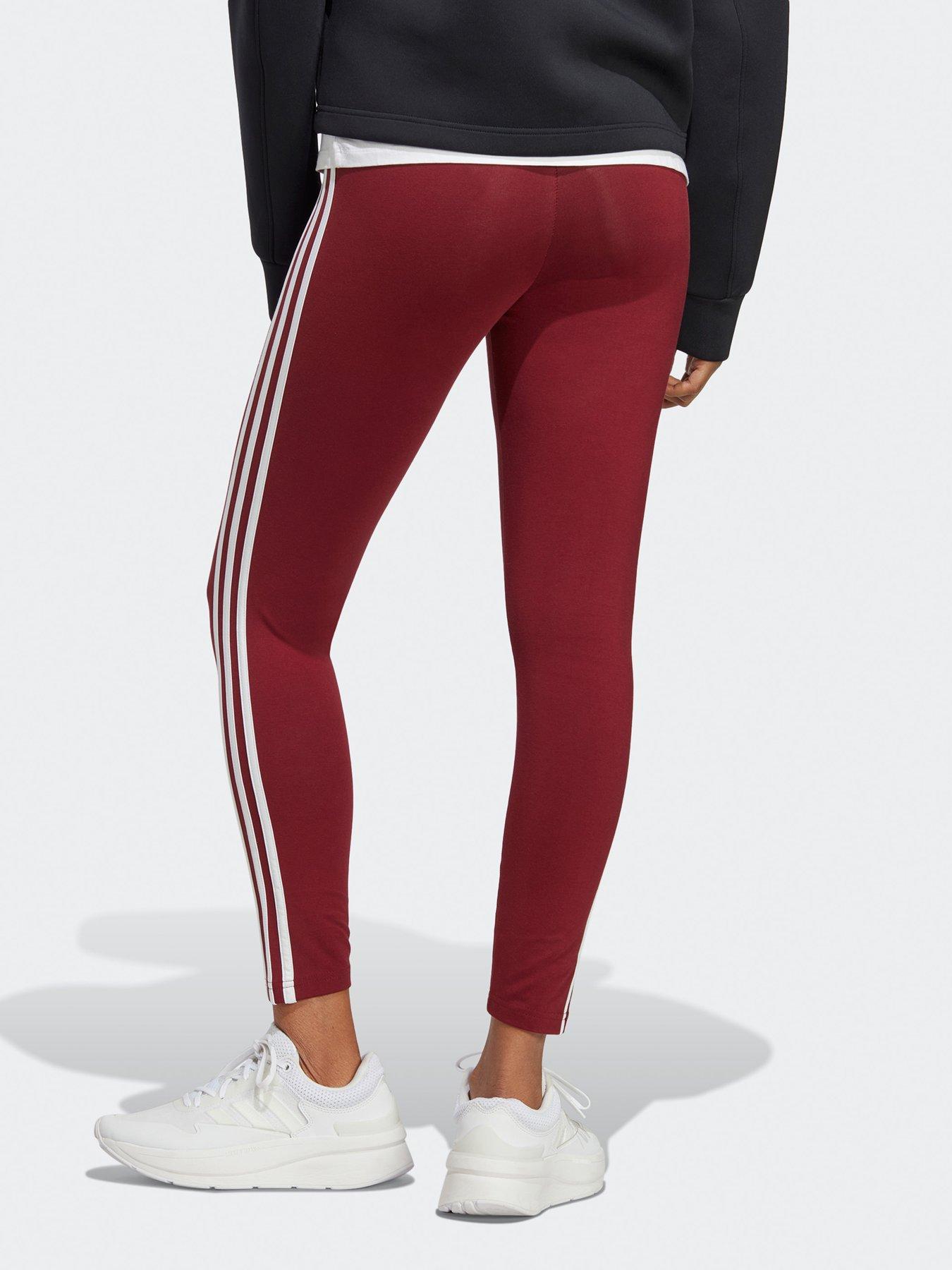 Adidas 3 stripe burgundy hot sale leggings