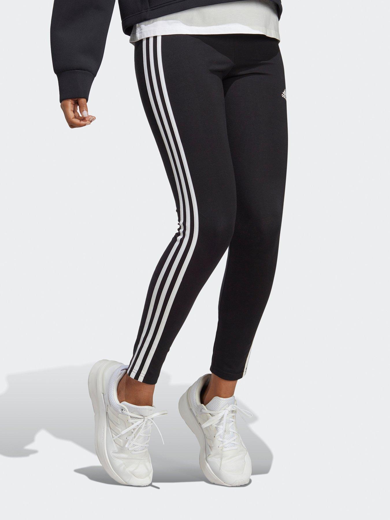 Image 3 of 4 of adidas Sportswear Womens High Waisted 3 Stripe Leggings - Black/White