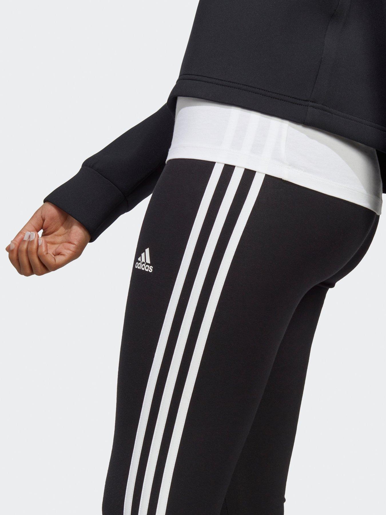 Image 4 of 4 of adidas Sportswear Womens High Waisted 3 Stripe Leggings - Black/White