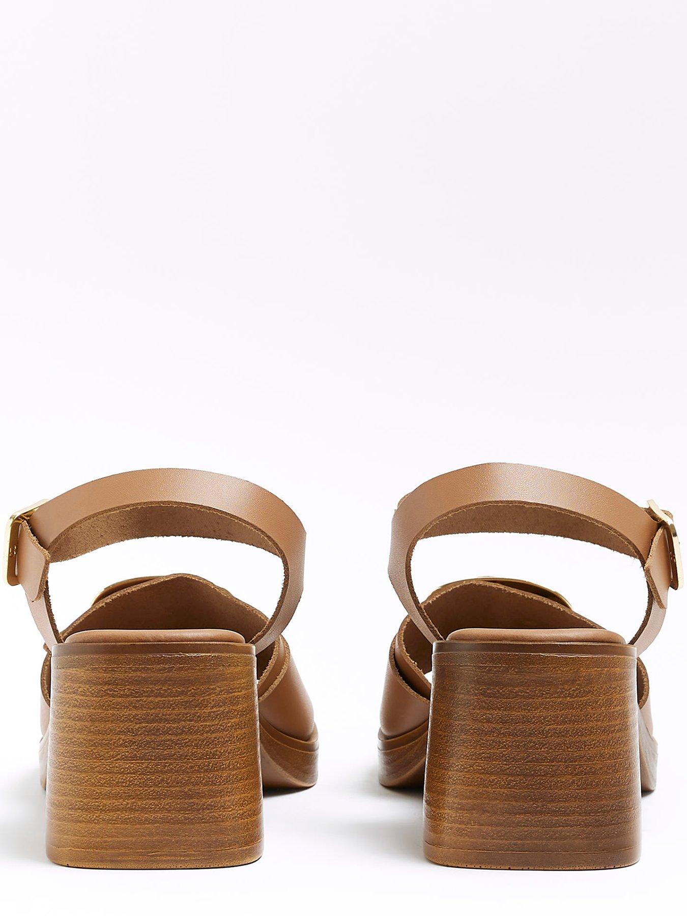  image of river-island-block-heel-trim-sandal-brown