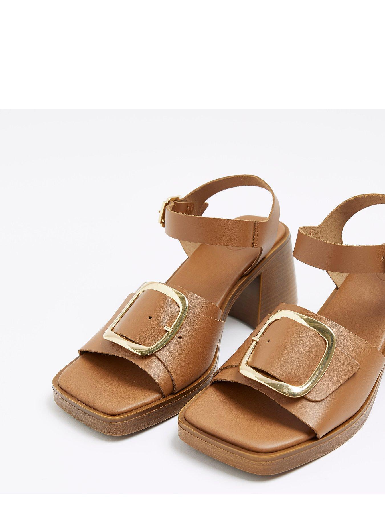  image of river-island-block-heel-trim-sandal-brown