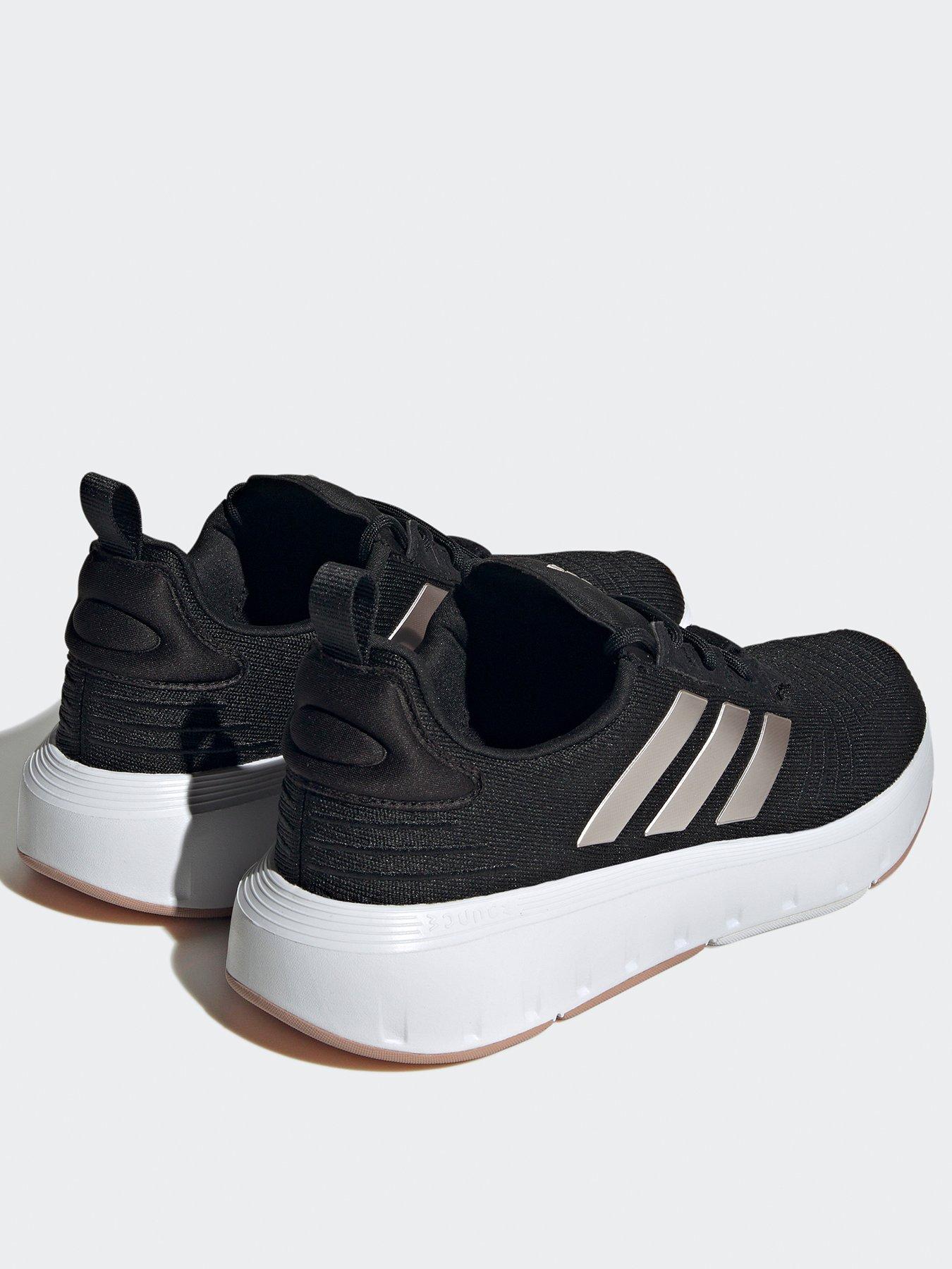 Black and white adidas swift run women's best sale