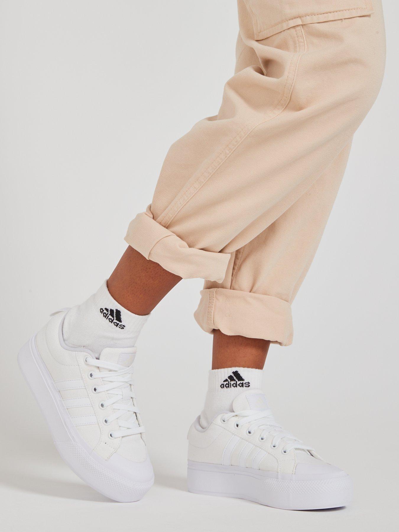 Womens white leather adidas sales trainers