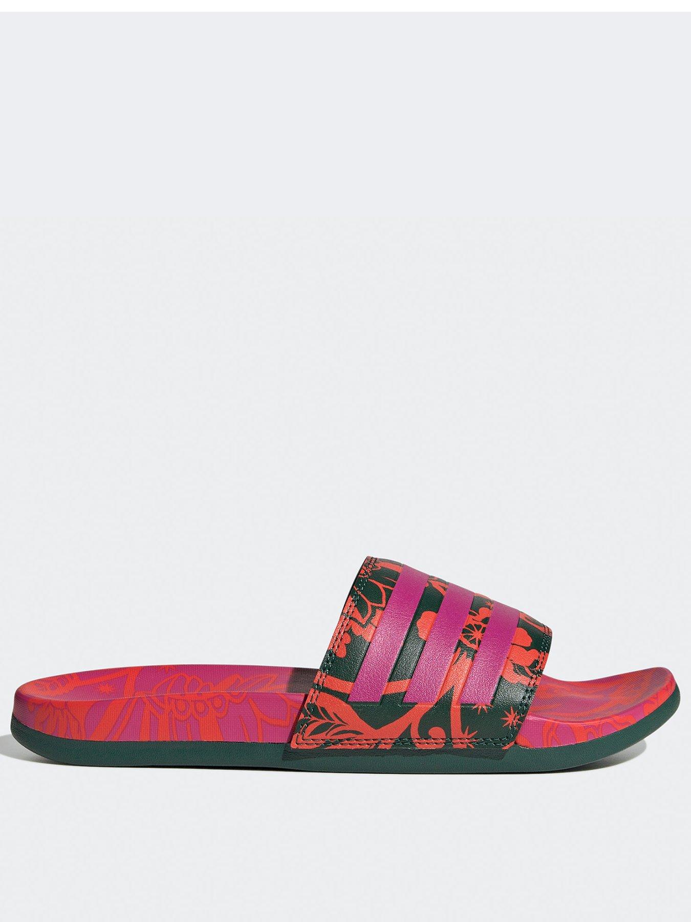 Adidas pink outlet sliders