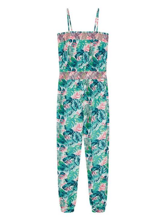 front image of monsoon-girls-storm-palm-shirred-jumpsuit-ivory