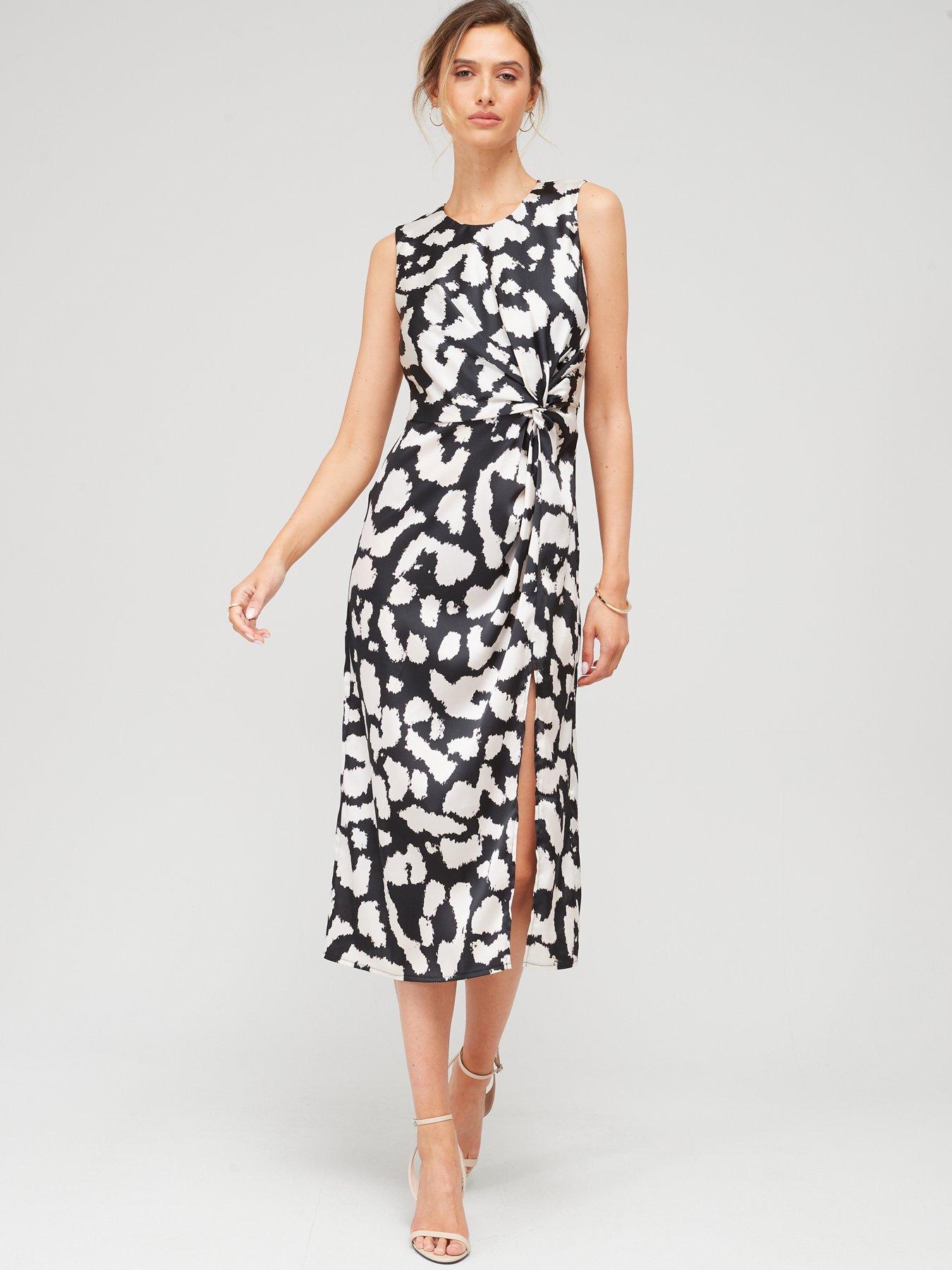 Twist Mono Front Midi Dress Print