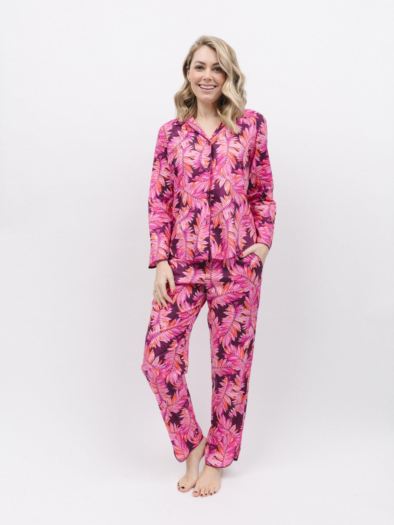  image of cyberjammies-magenta-palm-leaf-print-set