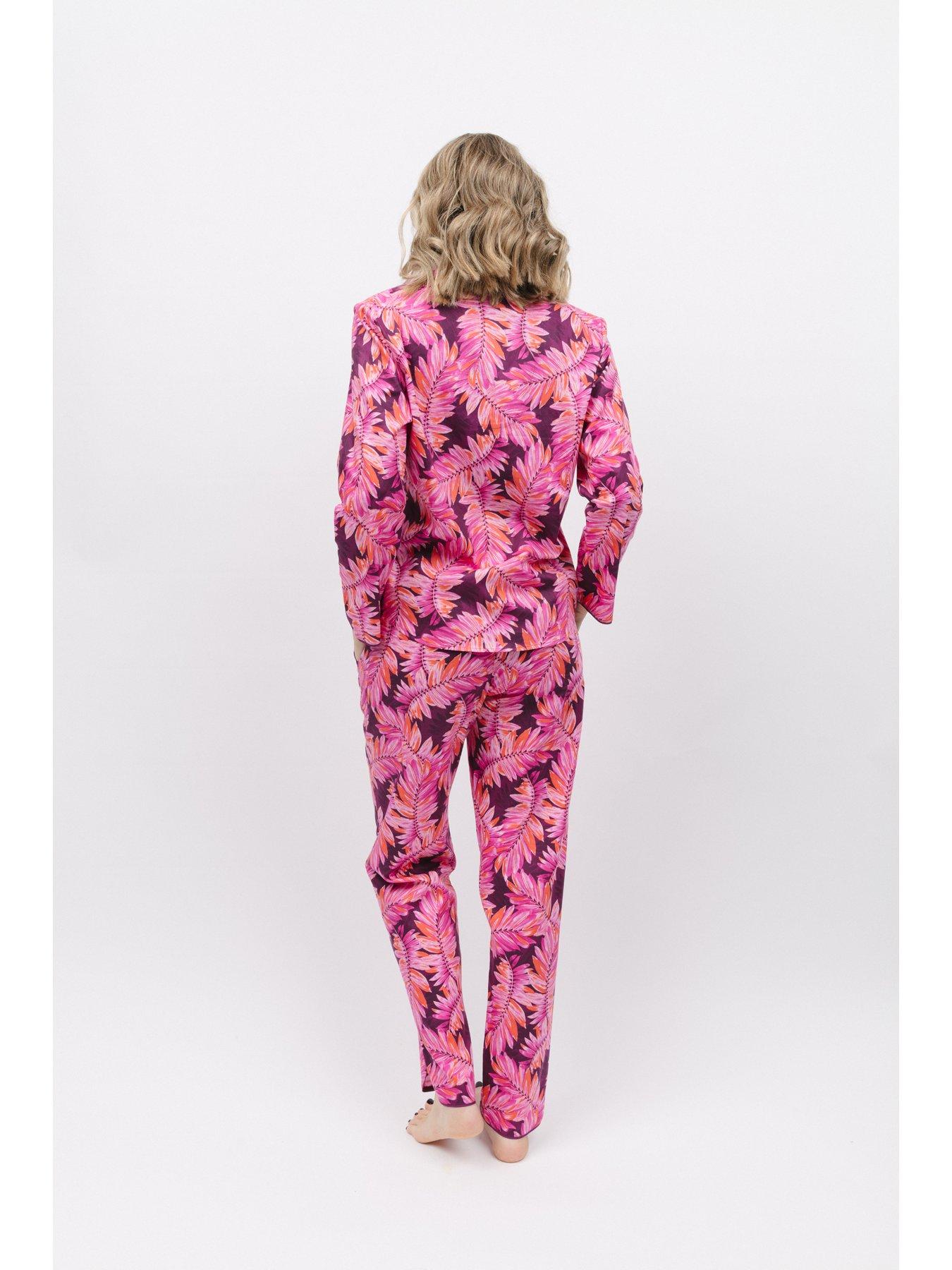  image of cyberjammies-magenta-palm-leaf-print-set