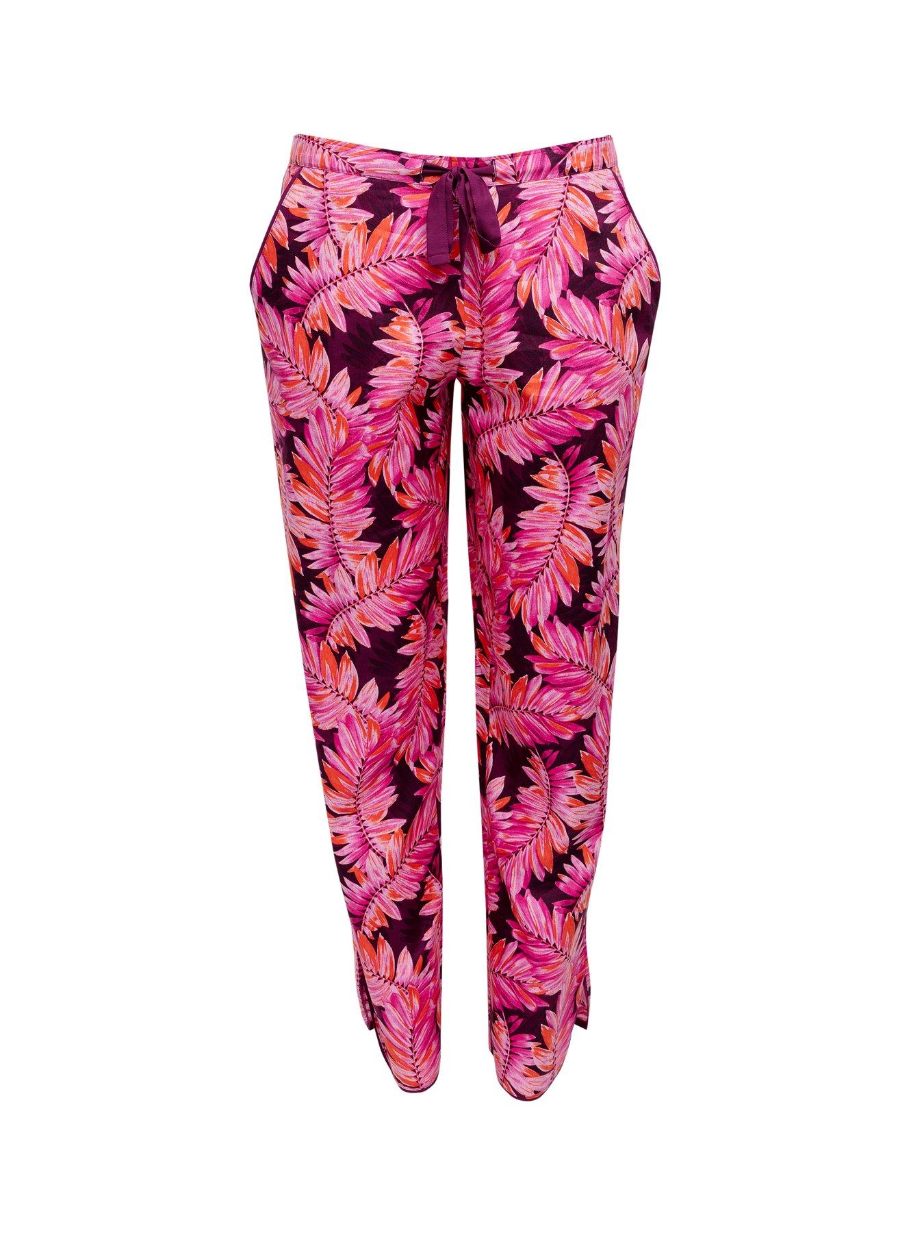  image of cyberjammies-magenta-palm-leaf-print-set