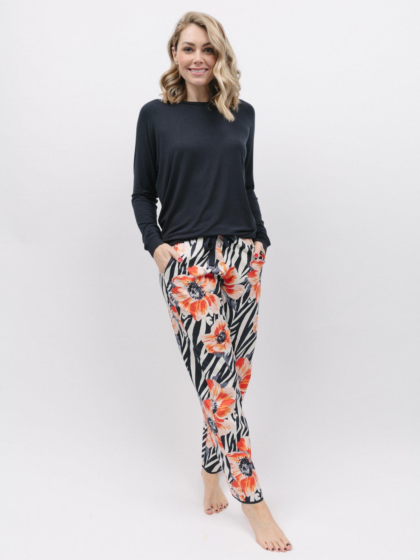  image of cyberjammies-charcoal-animalfloral-print-pant-slouch-knit-top