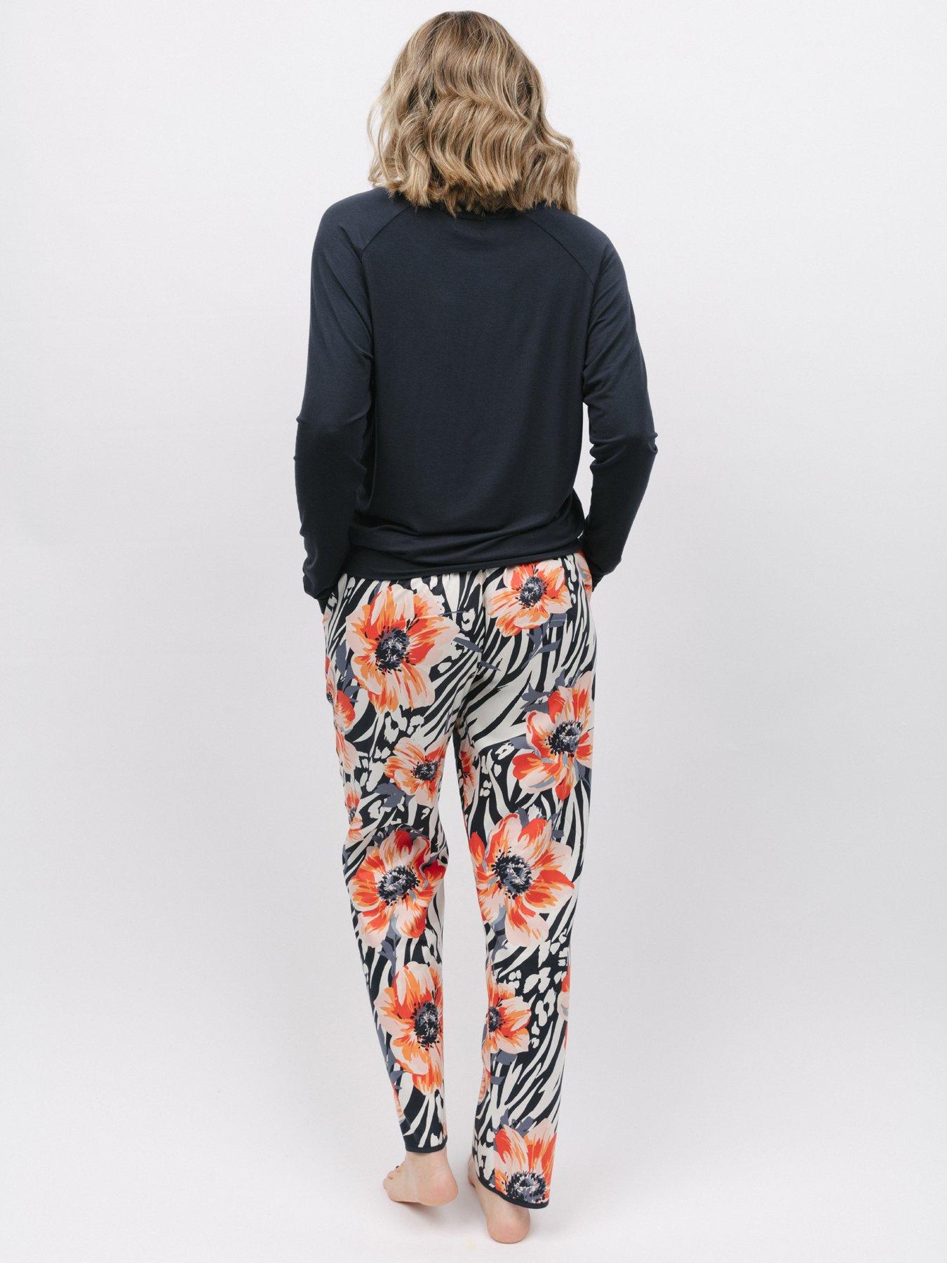  image of cyberjammies-charcoal-animalfloral-print-pant-slouch-knit-top