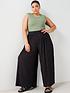  image of v-by-very-curve-pleated-pull-on-wide-leg-trouser-black