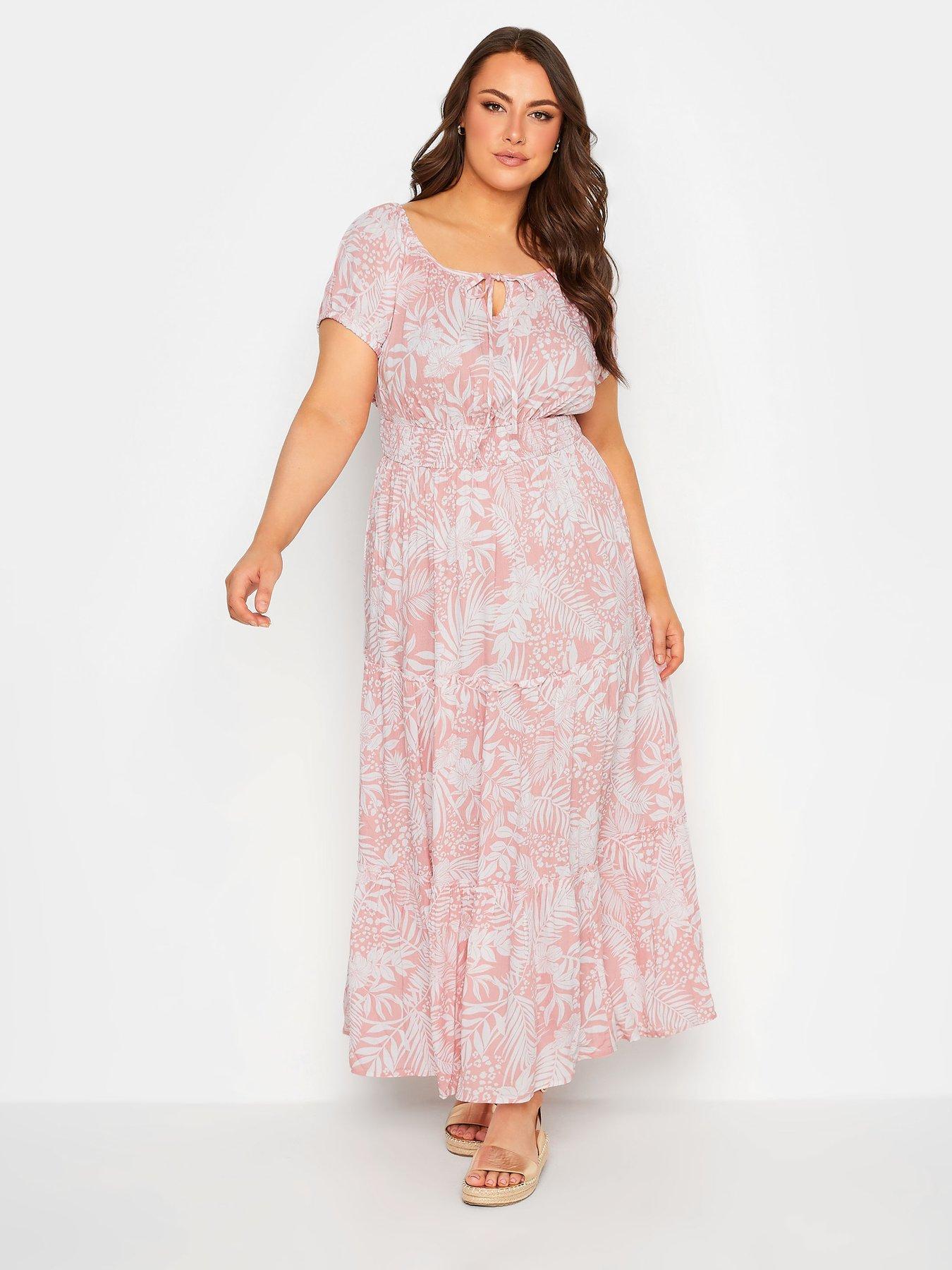 Yours Tropical Floral Mesh Double Layered Smock Dress