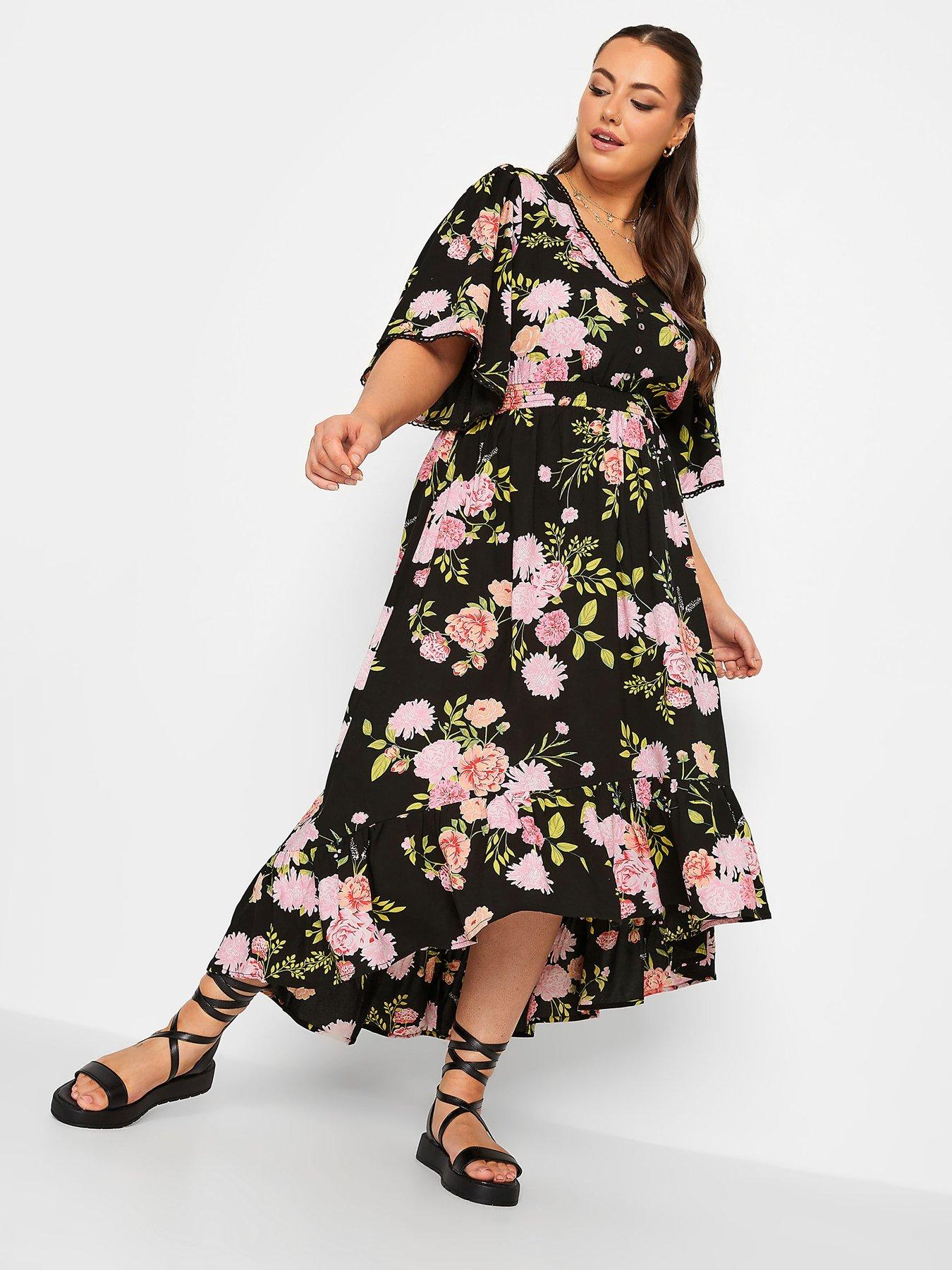Yours High Low Floral Maxi Dress Black Littlewoods