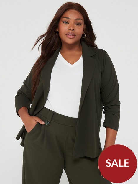 only-curve-ania-long-sleeve-blazer-green
