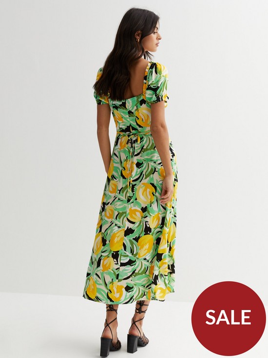 stillFront image of new-look-lemon-tie-front-midi-dress-print
