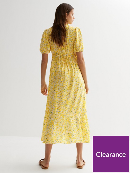 stillFront image of new-look-yellow-ditsy-floral-puff-sleeve-midi-dress