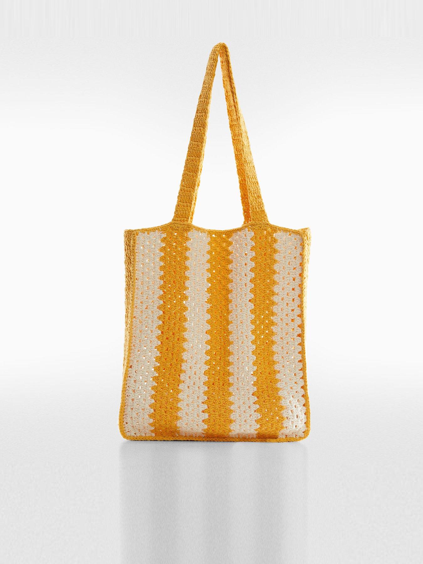 front image of mango-crochet-stripe-bag