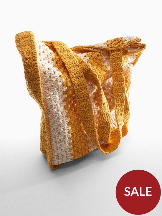 back image of mango-crochet-stripe-bag
