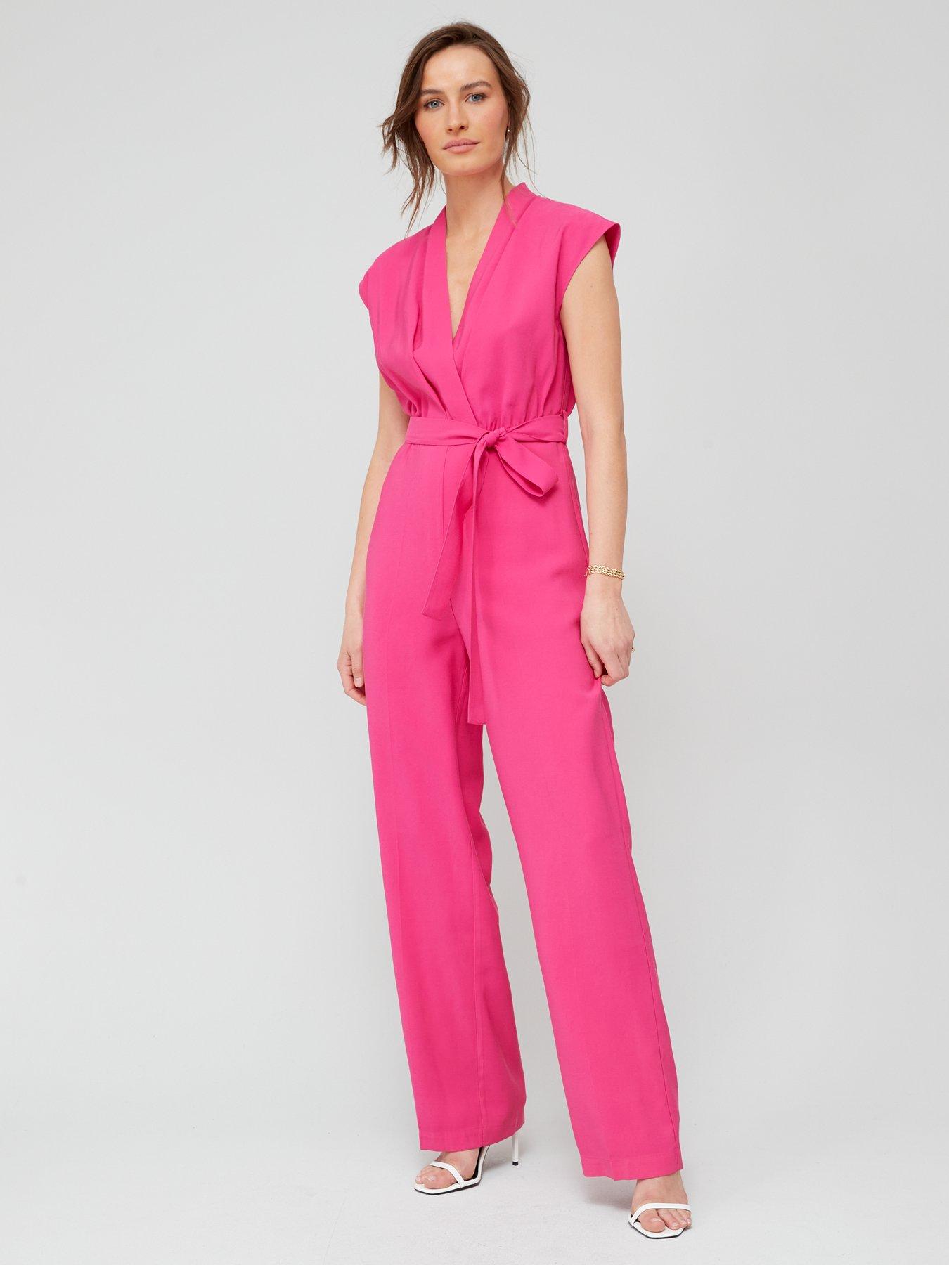 Bow Long Jumpsuit Fuchsia Pink