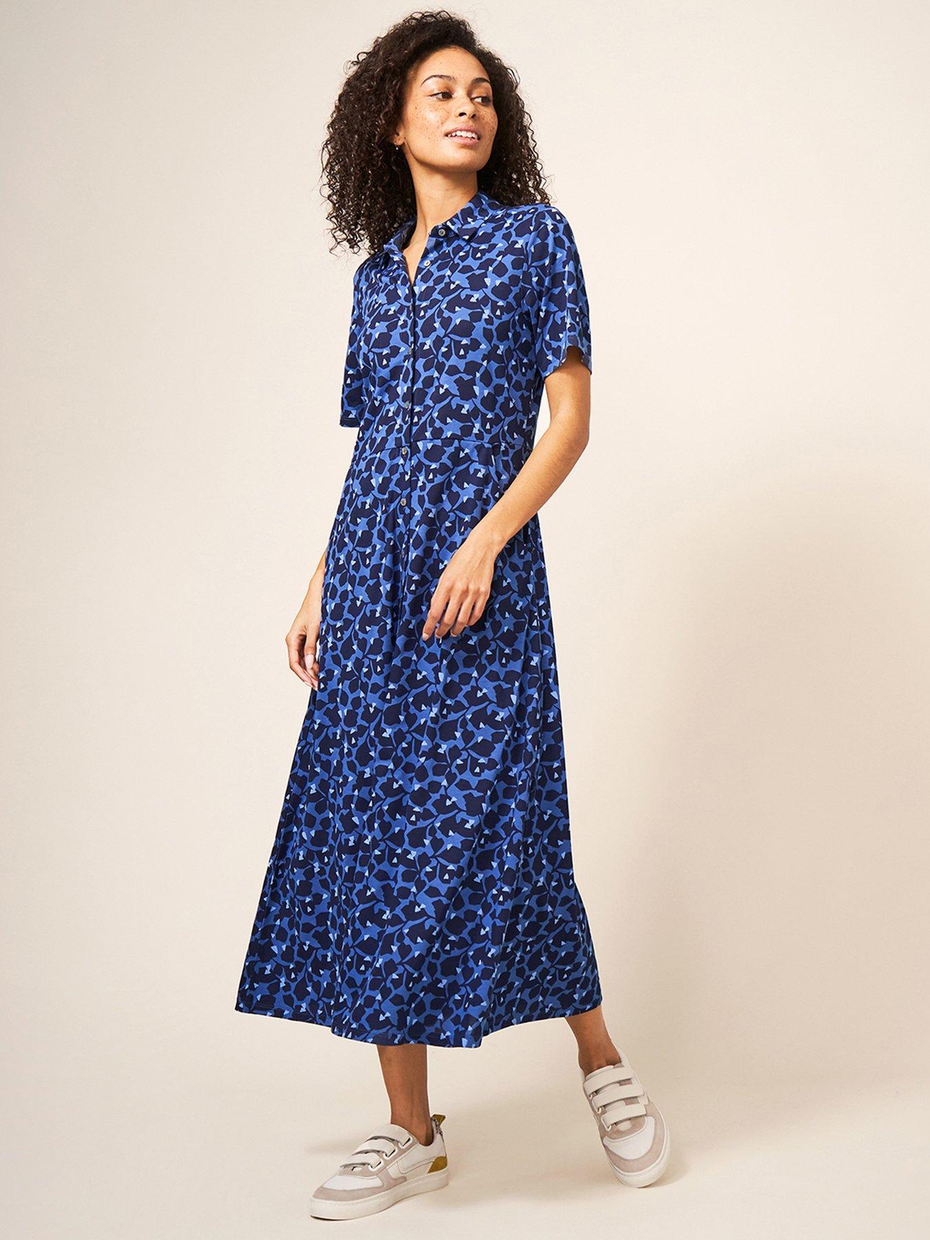 White Stuff Rua Jersey Shirt Dress - Blue | littlewoods.com