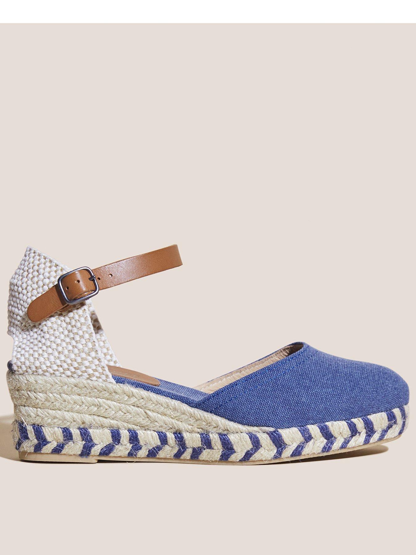 White Stuff Espadrille Canvas Closed Wedge - Blue | littlewoods.com