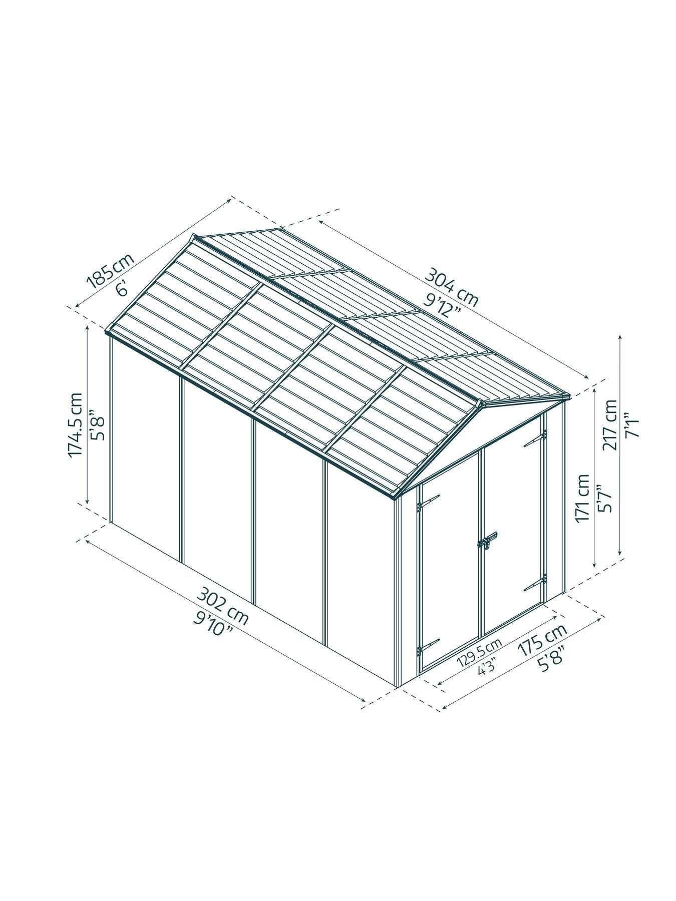  image of canopia-by-palram-rubicon-shed-6x10ftnbsp--dark-grey