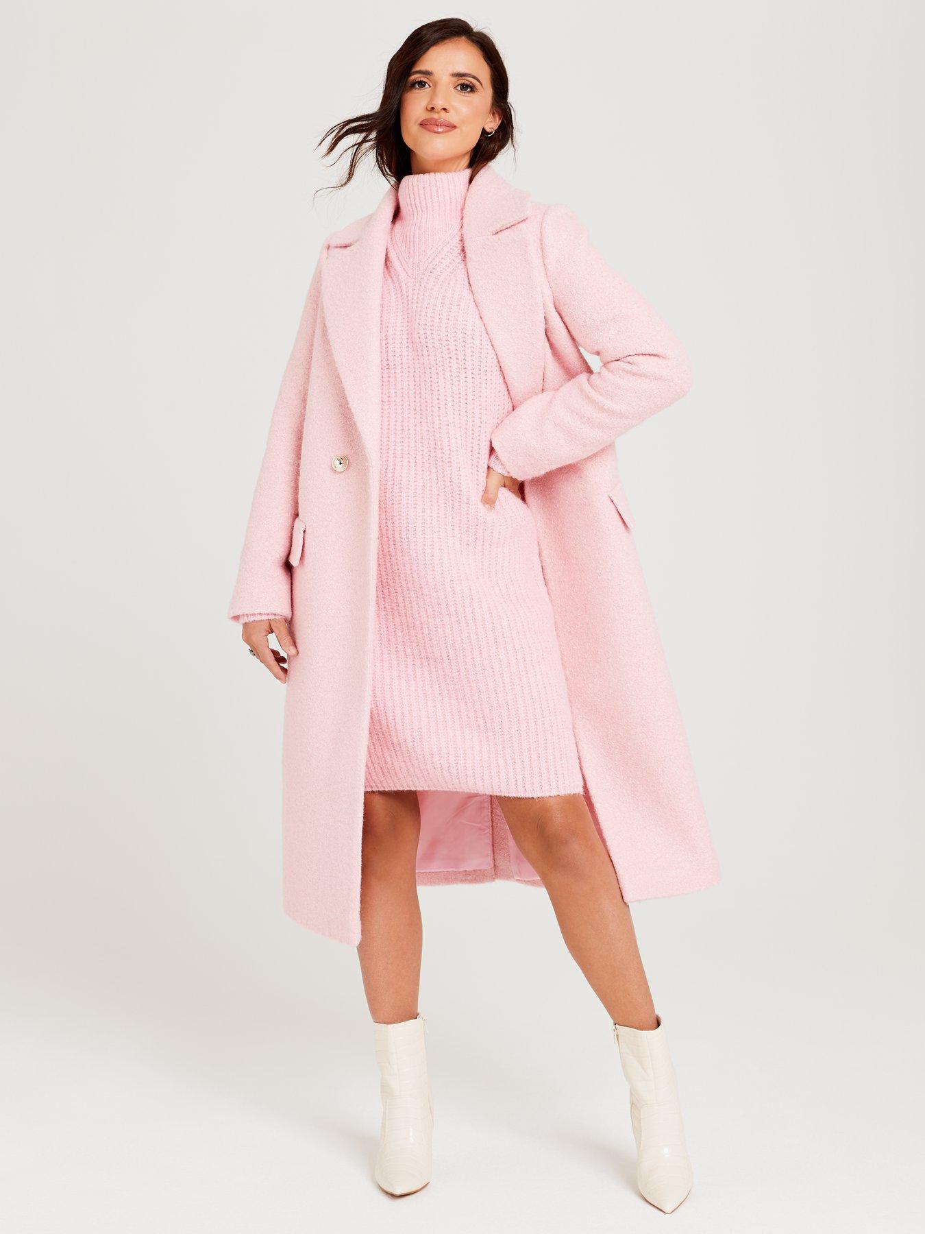 x V by Very Boucle Formal Coat Pink