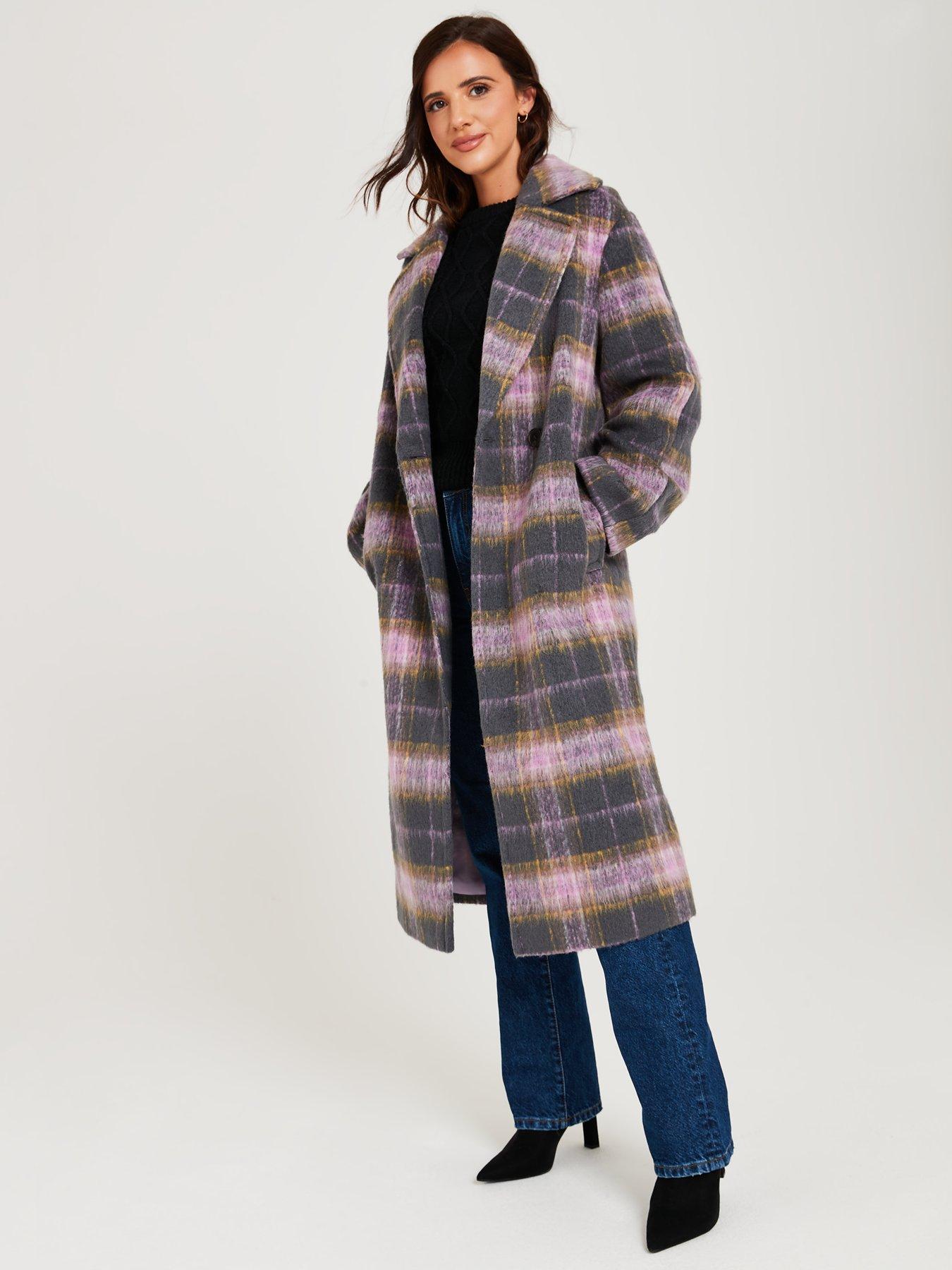 Lucy Mecklenburgh x V by Very Checked Formal Coat Multi