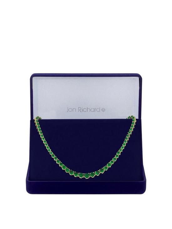 front image of jon-richard-gold-plated-cubic-zirconia-emerald-tennis-necklace-gift-boxed