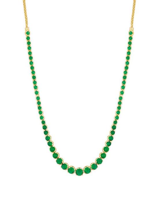 stillFront image of jon-richard-gold-plated-cubic-zirconia-emerald-tennis-necklace-gift-boxed