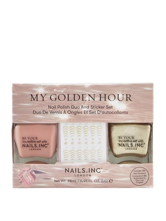 front image of nails-inc-my-golden-hour-nail-polish-duo