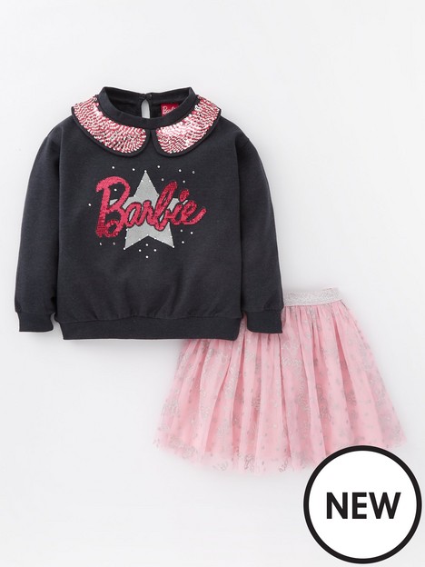 barbie-2-piece-sequin-collar-sweat-and-tutu-skirt-set-black