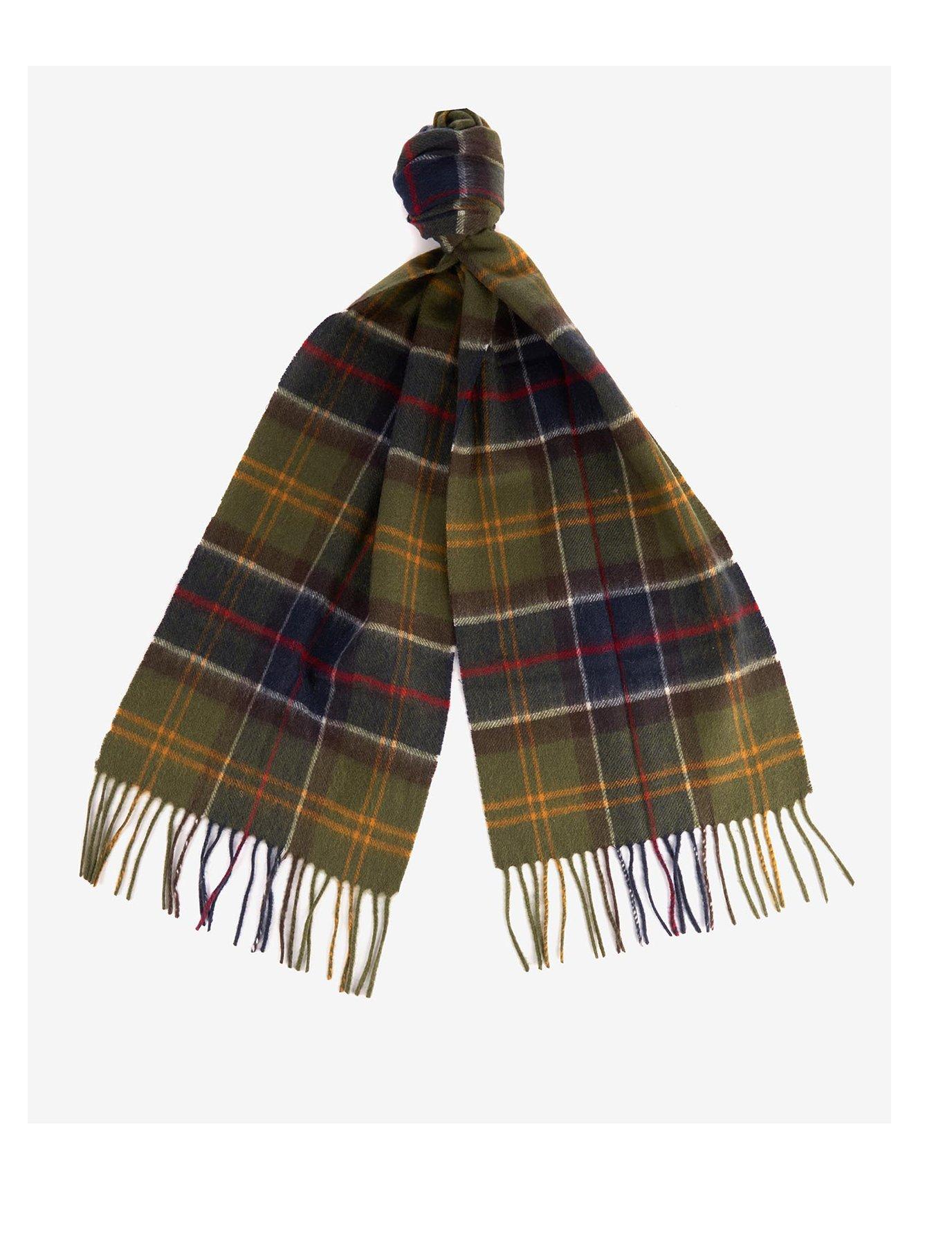 Image 1 of 3 of Barbour Wool Cashmere Tartan Scarf - Dark Green