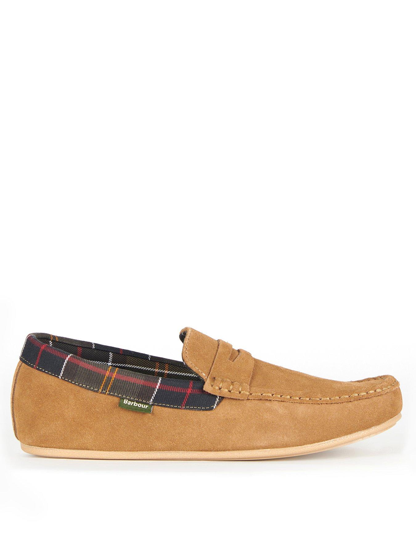 front image of barbour-porterfield-suede-slippers-brown