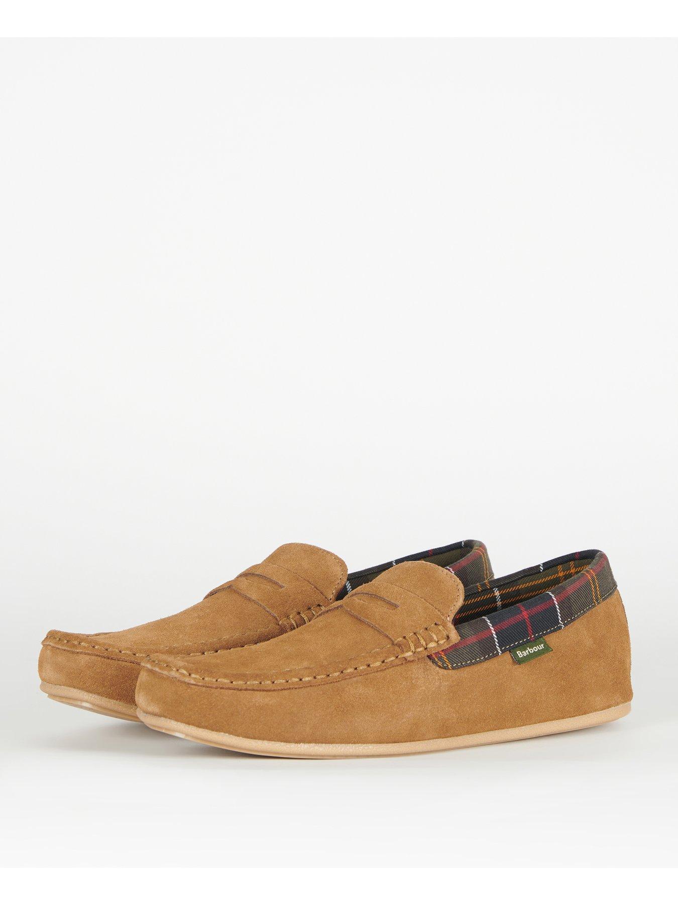  image of barbour-porterfield-suede-slippers-brown