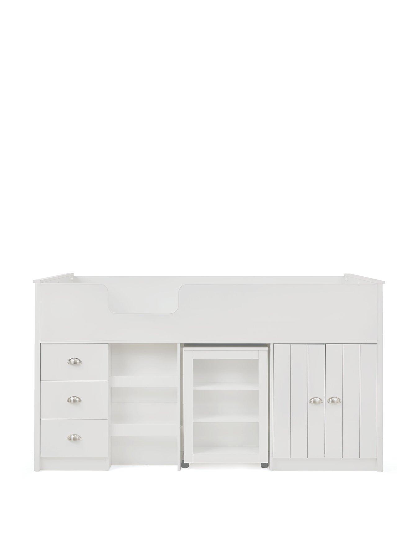  image of very-home-atlanta-mid-sleeper-bed-with-storage-and-pull-out-desk-white