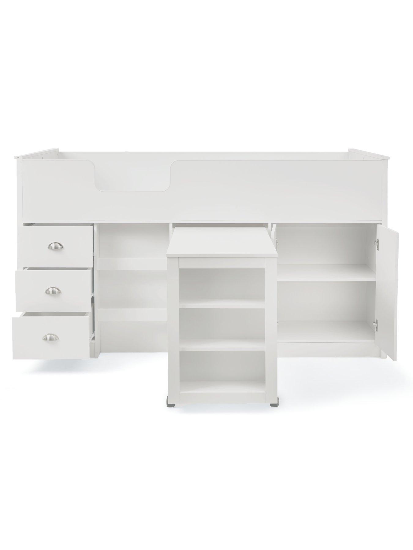  image of very-home-atlanta-mid-sleeper-bed-with-storage-and-pull-out-desk-white
