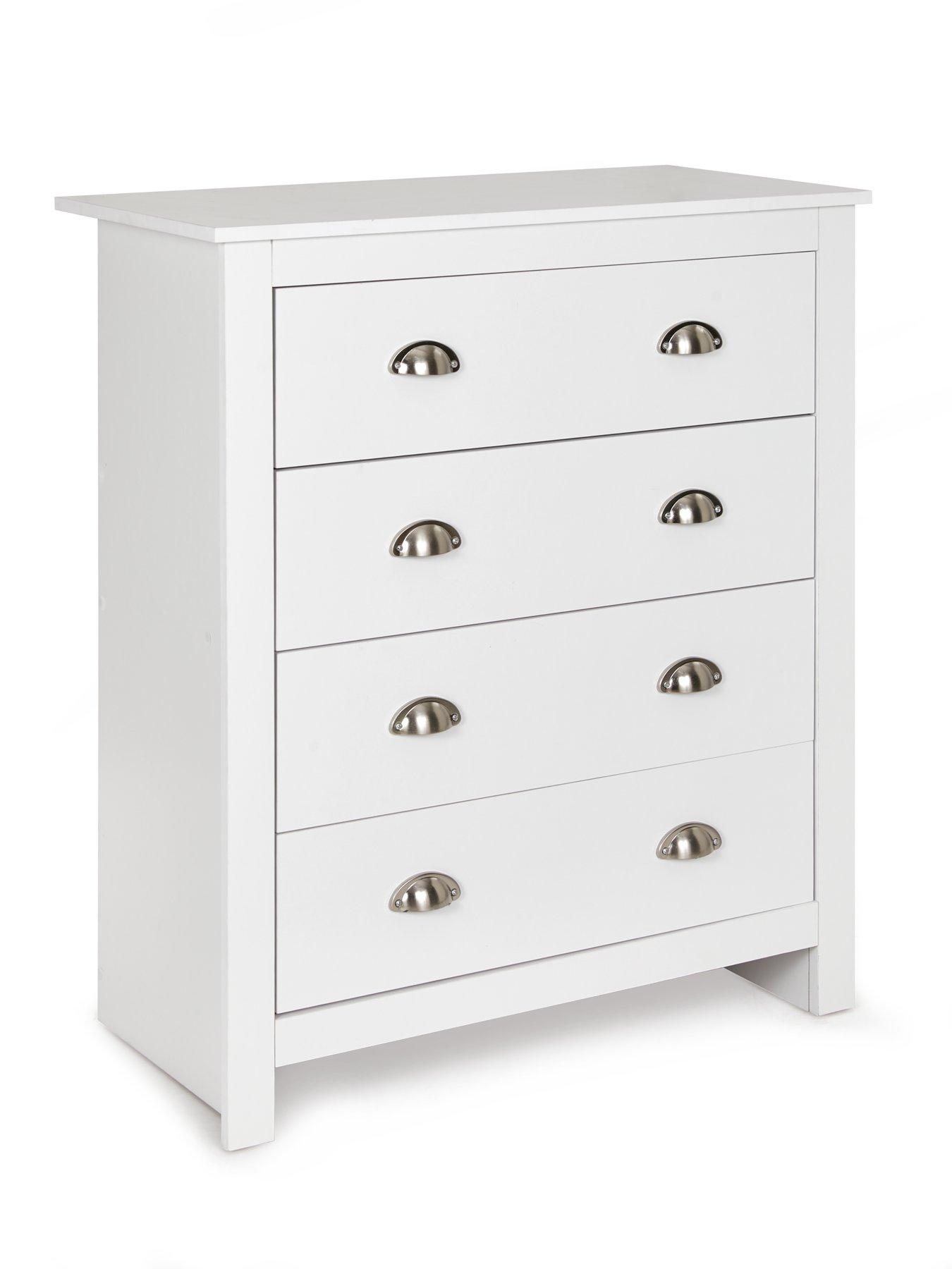 Image 4 of 6 of Very Home Atlanta 3 Piece Package - 2 Door Wardrobe, 4 Drawer Chest and 2 Drawer Bedside Chest - White