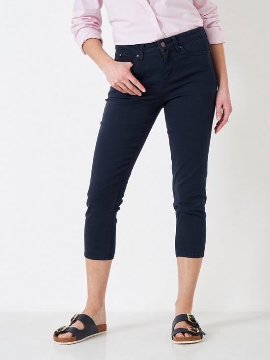 front image of crew-clothing-cropped-jean-navy