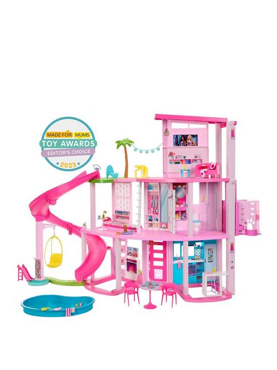 stillFront image of barbie-dreamhouse-doll-playset-slide-and-accessories