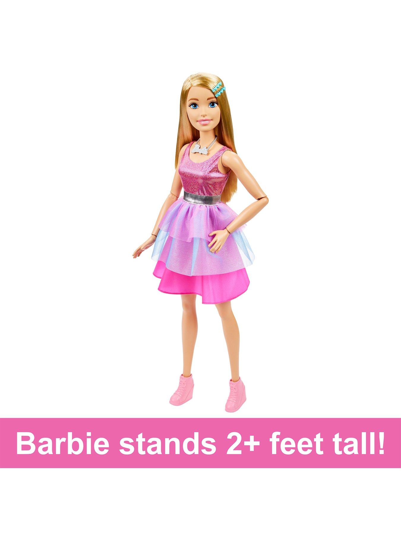  image of barbie-large-doll-28ins-tall-with-blonde-hair-and-shimmery-pink-dress