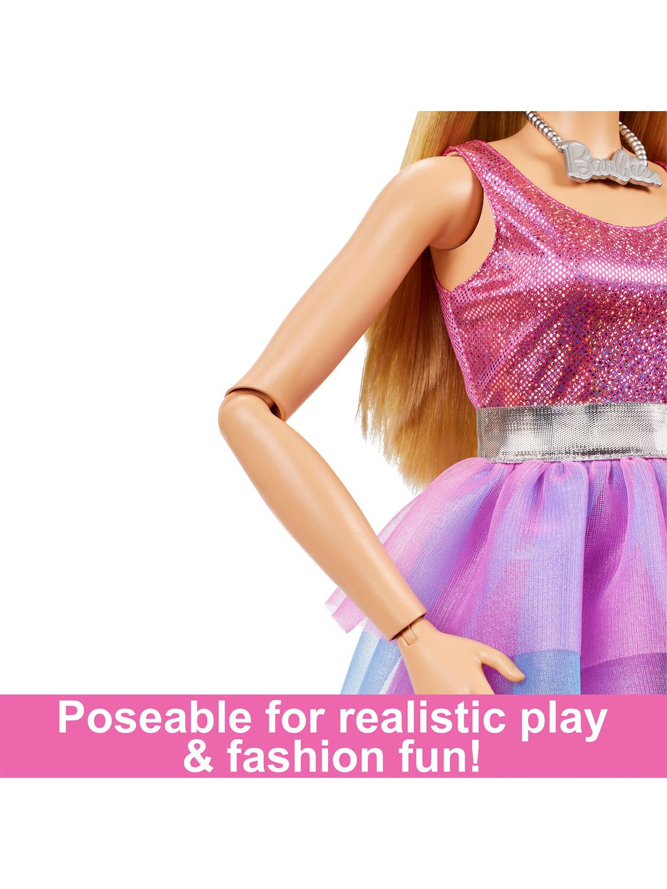  image of barbie-large-doll-28ins-tall-with-blonde-hair-and-shimmery-pink-dress