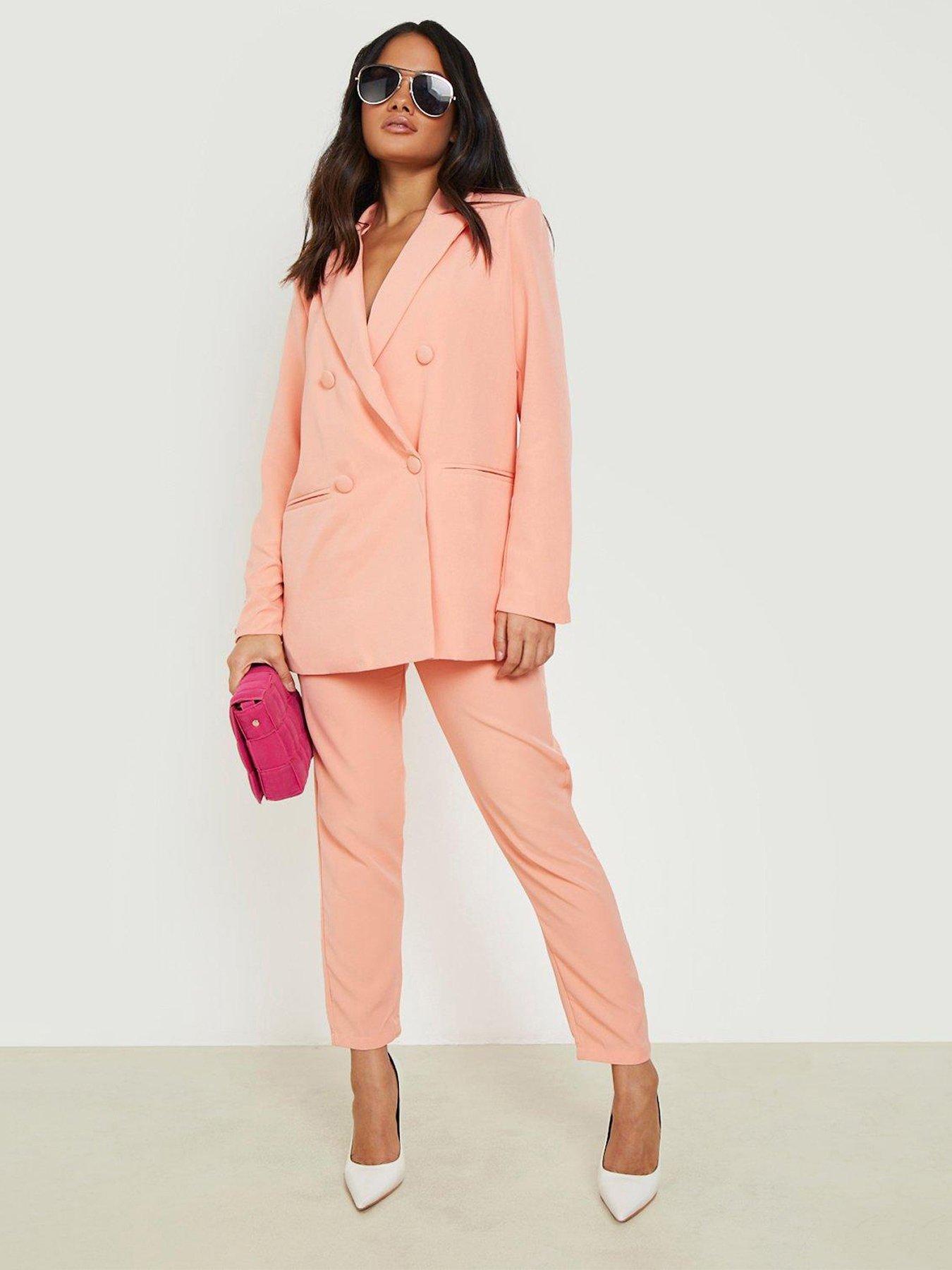 Image 1 of 4 of Boohoo Tailored Ankle Grazer Trousers - Coral
