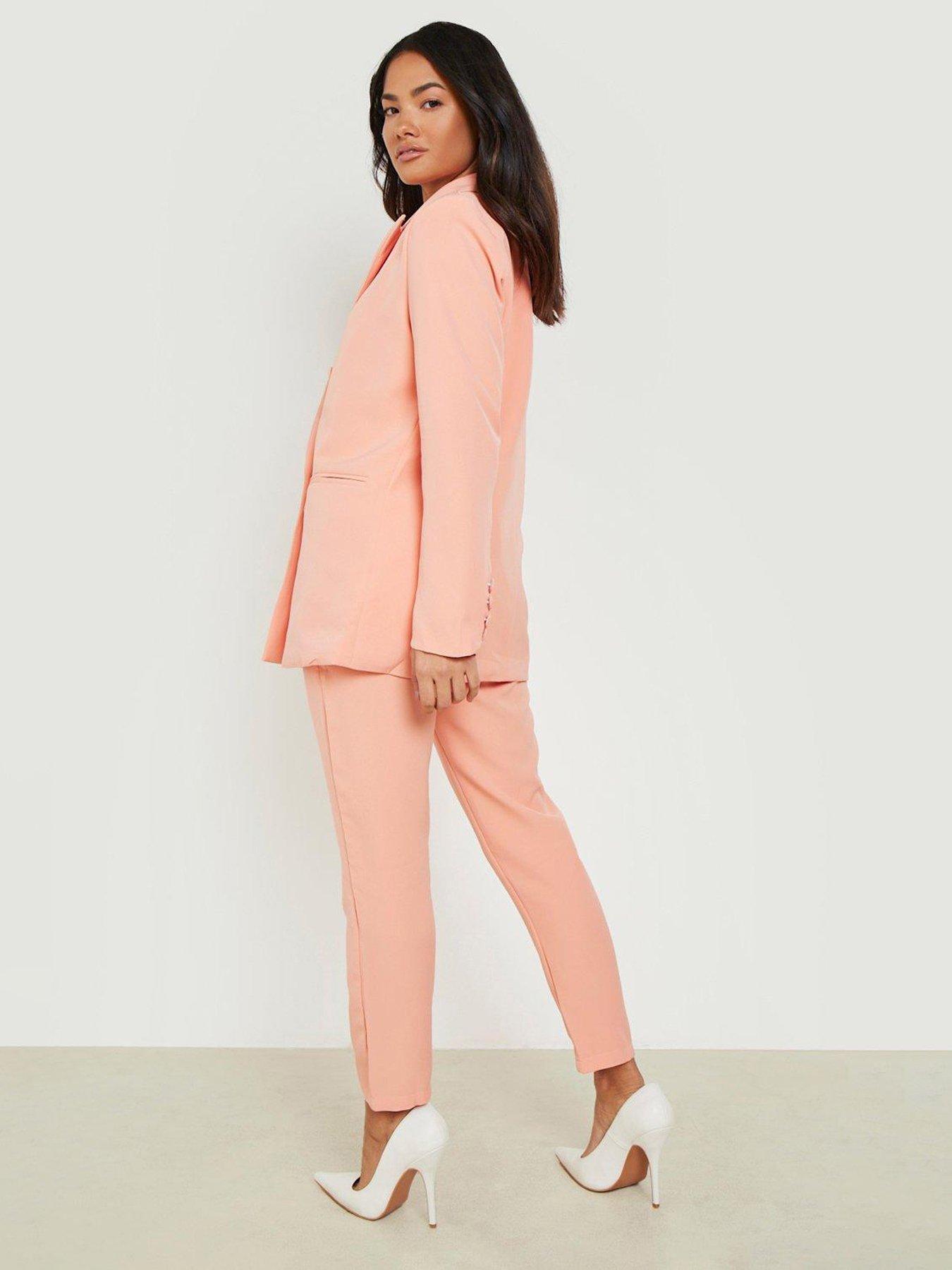 Image 2 of 4 of Boohoo Tailored Ankle Grazer Trousers - Coral